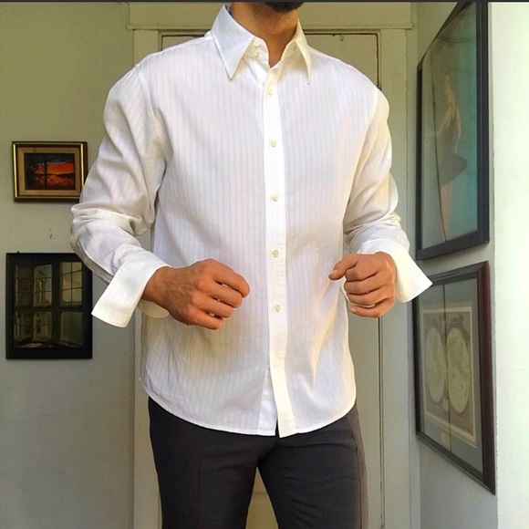 men's hidden button down collar shirts